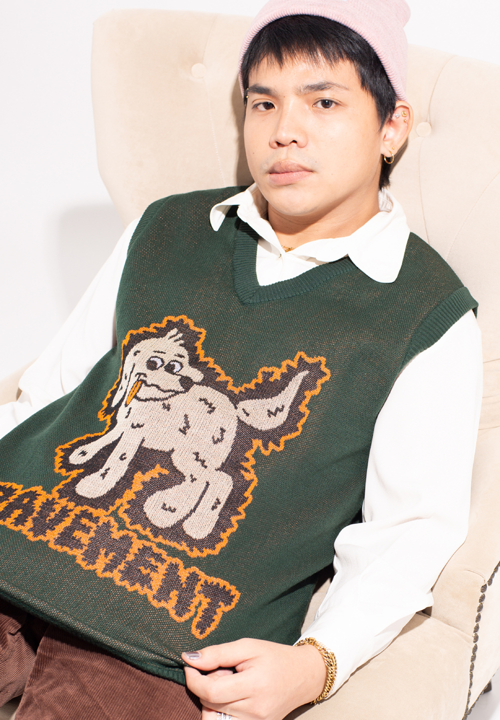 PAVEMENT KNITTED VEST STREET DOG - GREEN - Image 4
