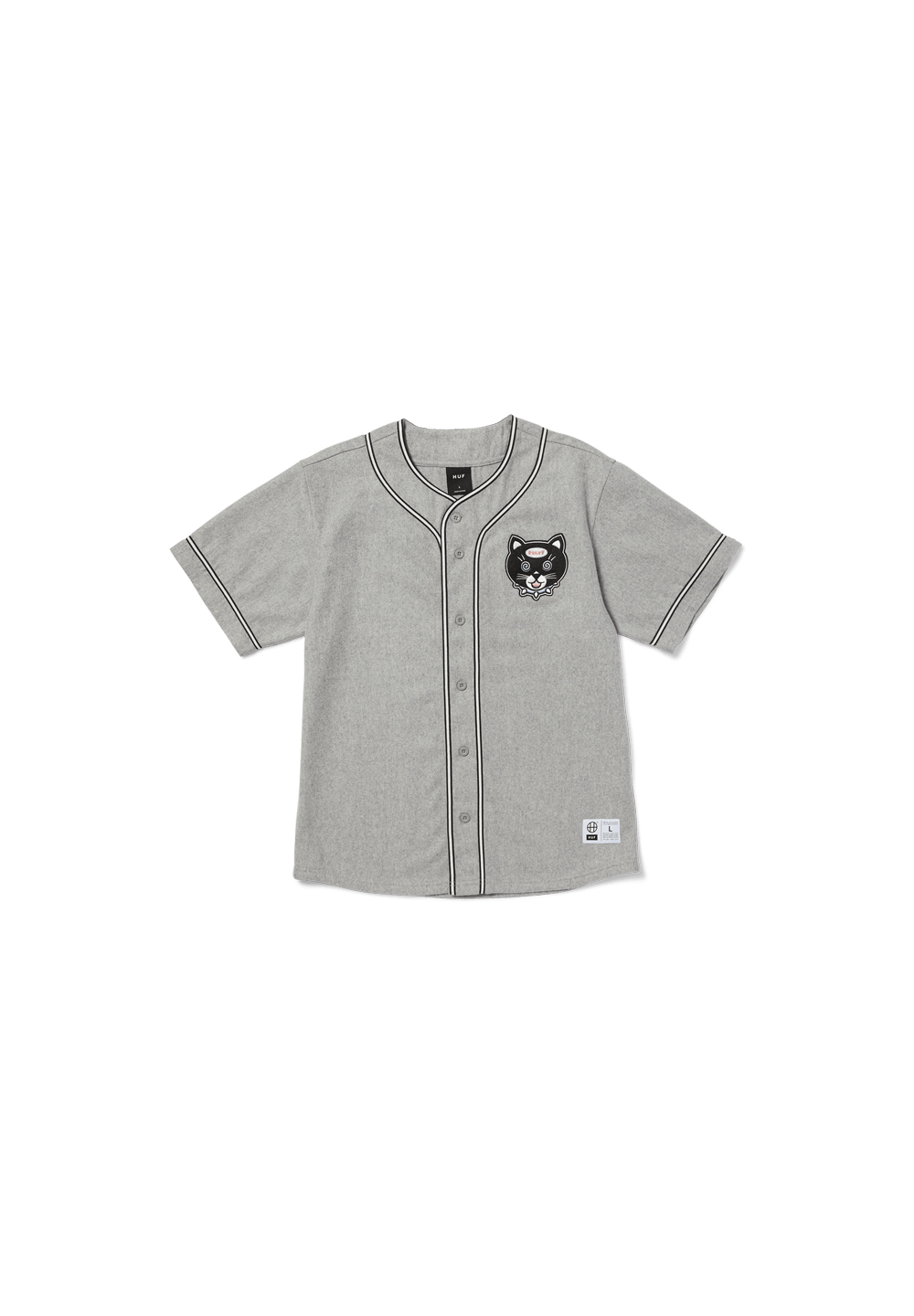 HUF GATO BASEBALL JERSEY - CHARCOAL